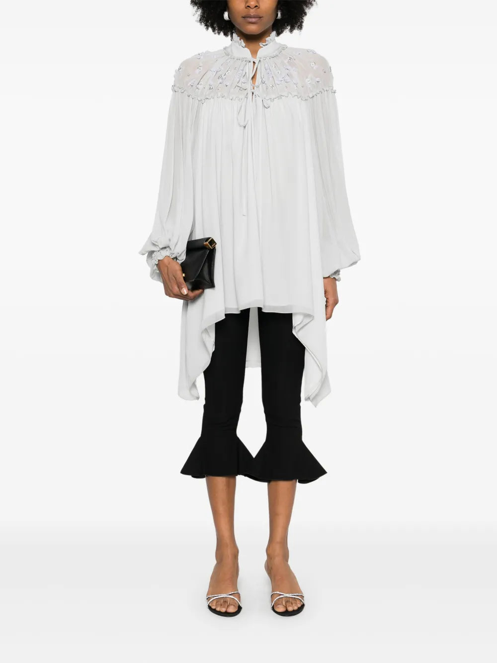 Floral-Appliqué Blouse