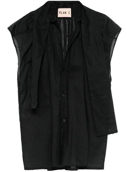 Scarf-Detail Organza Blouse
