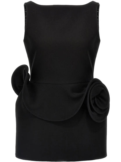 Floral-Appliqué Sheath Mini Dress