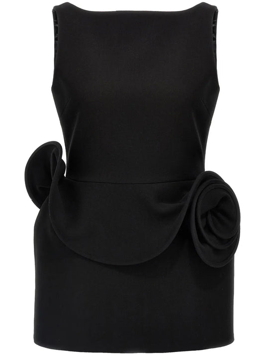 Floral-Appliqué Sheath Mini Dress