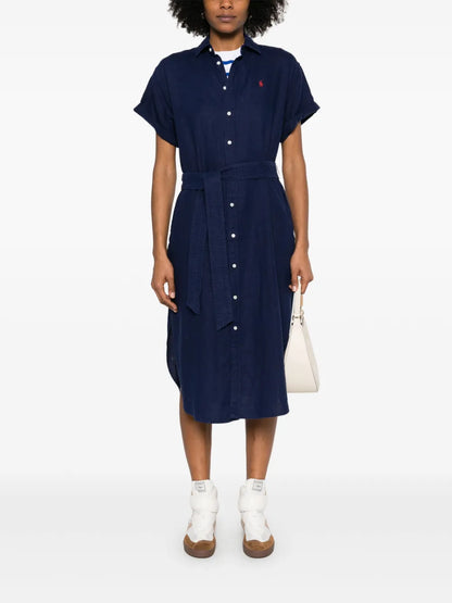 Oxford Belted Midi Dress