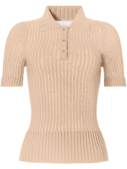 Ribbed-Knit Polo Shirt