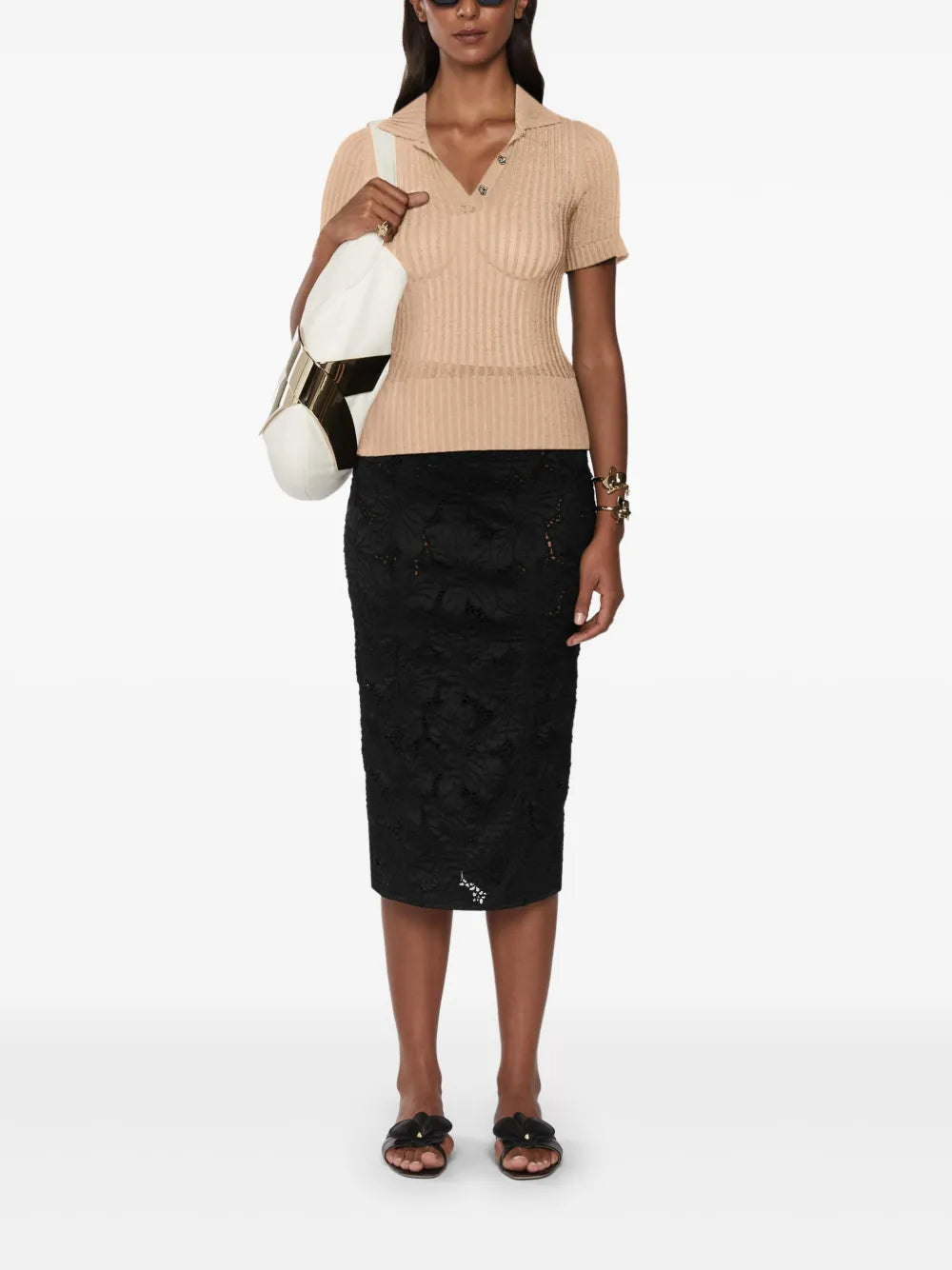 Ribbed-Knit Polo Shirt
