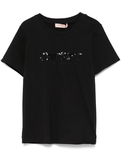 Sequinned-Logo T-Shirt