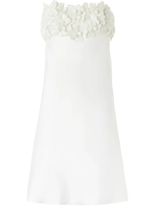Floral-Appliqué Mini Dress