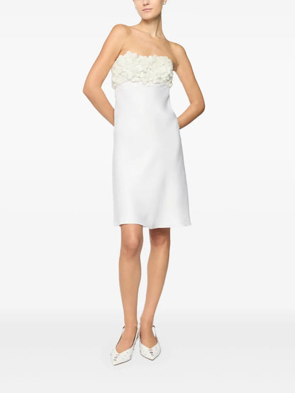 Floral-Appliqué Mini Dress