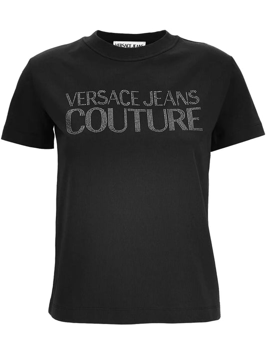 Rhinestone-Logo Cotton T-Shirt