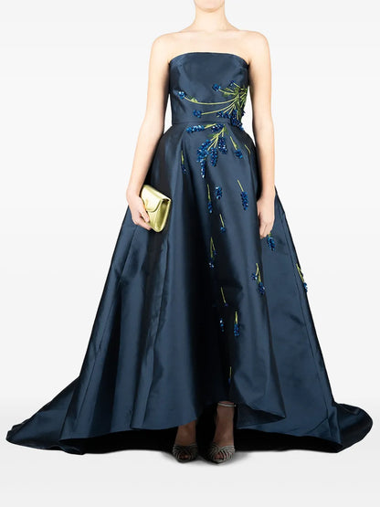 Floral-Embroidered Gown