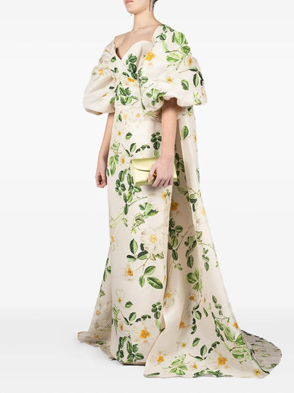 Floral-Print Silk Dress