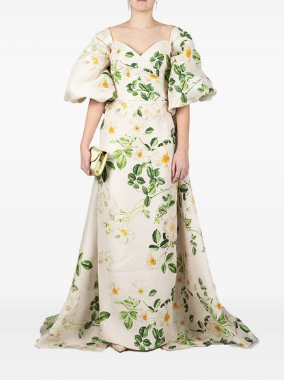Floral-Print Silk Dress