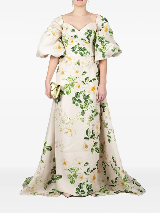 Floral-Print Silk Dress