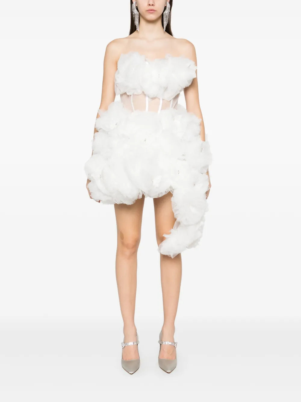 Floral-Appliqué Mini Dress