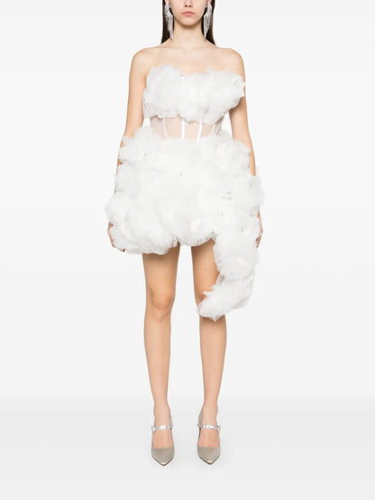 Floral-Appliqué Mini Dress