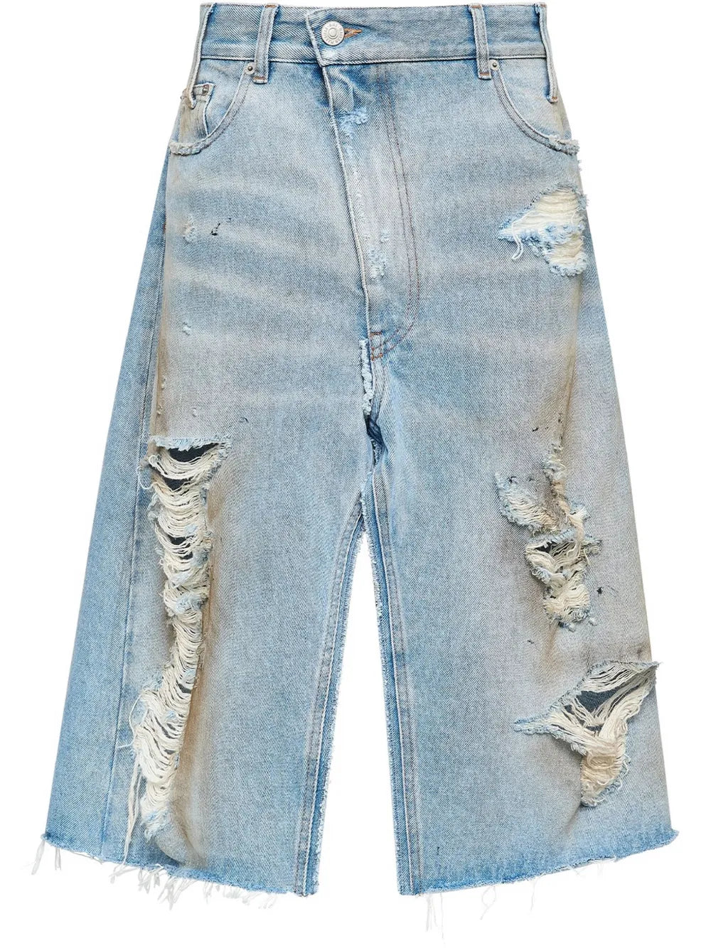 Ripped-Detail Denim Skirt