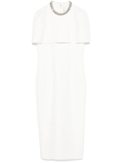 Cape-Design Crepe Midi Dress