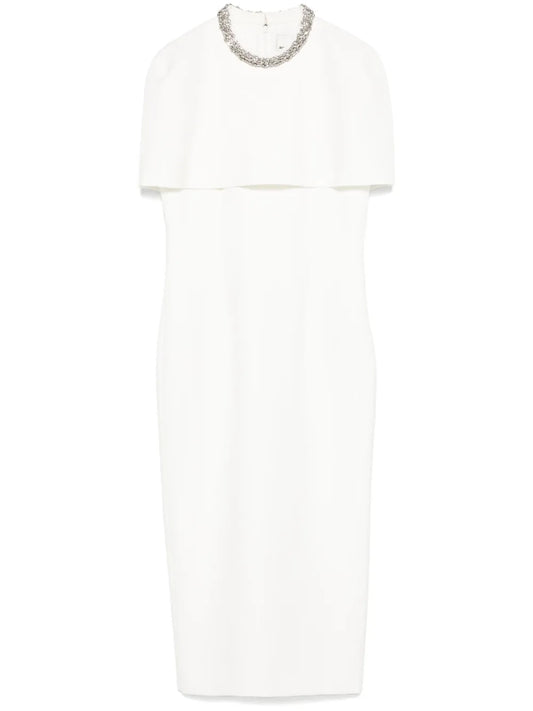 Cape-Design Crepe Midi Dress
