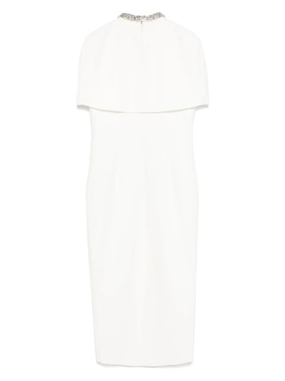 Cape-Design Crepe Midi Dress