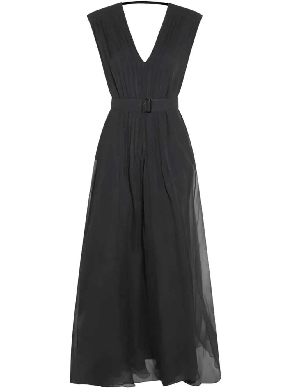 Pleated Silk Maxi Dress
