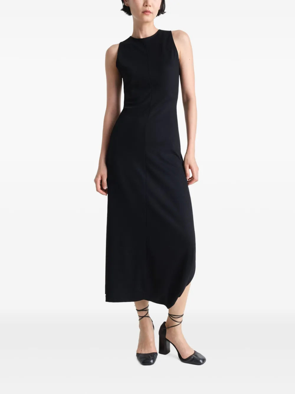 Twisted-Hem Midi Dress