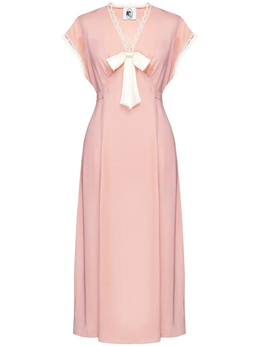 Bow-Detailing Satin Midi Dress