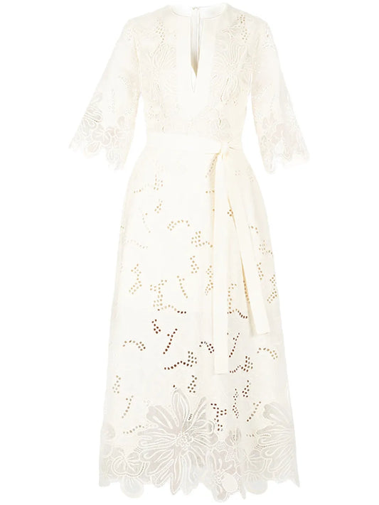 Embroidered Midi Dress