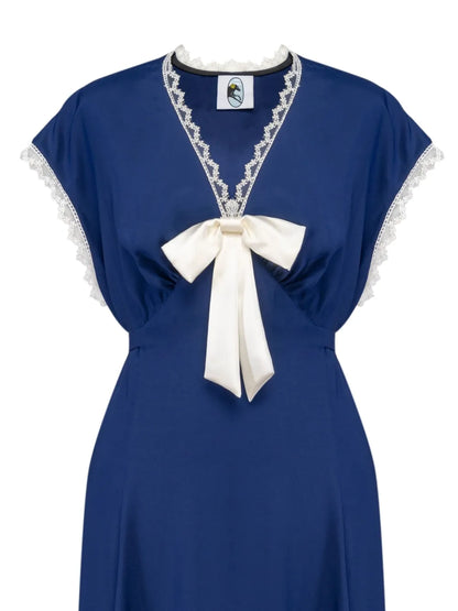 Bow-Detailing Satin Midi Dress