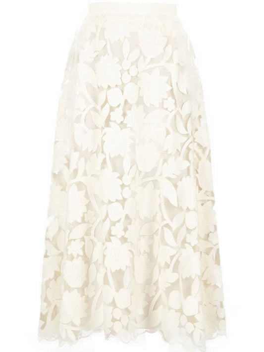 Tulle Embroidered Midi Skirt