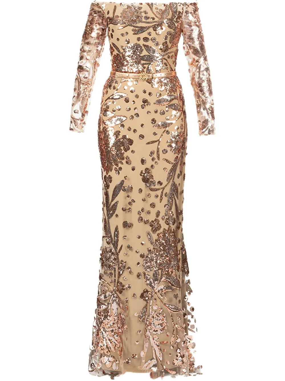 Embroidered Tulle Maxi Dress