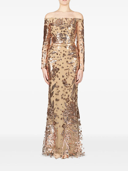 Embroidered Tulle Maxi Dress