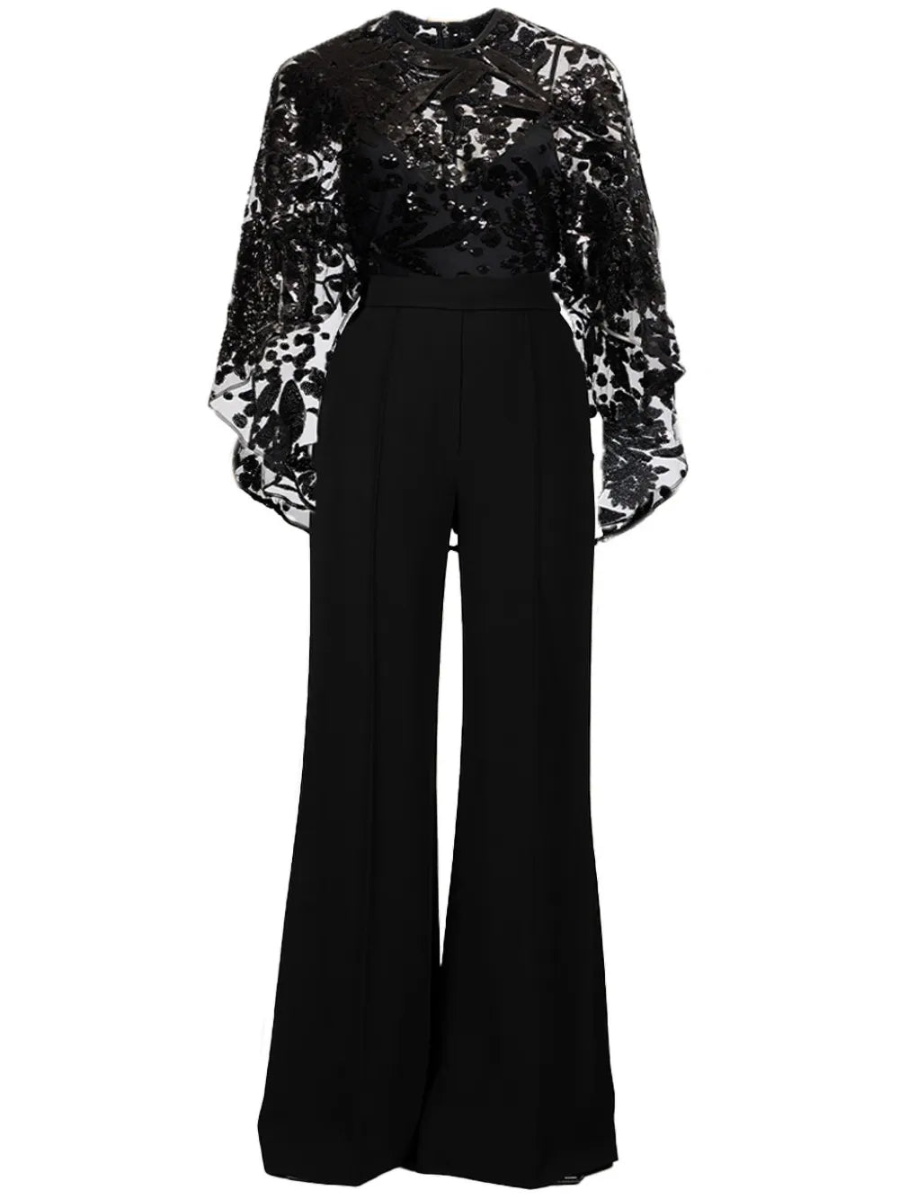 Cape-Detail Embroidered Jumpsuit