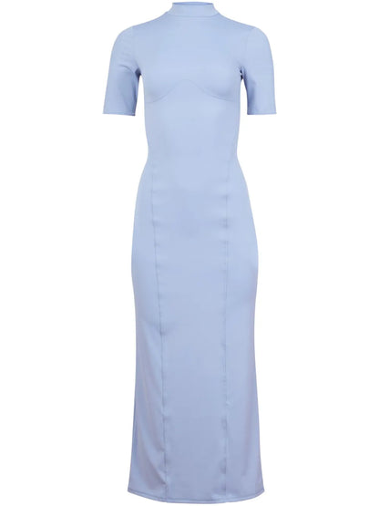 Jersey Mock-Neck Maxi Dress