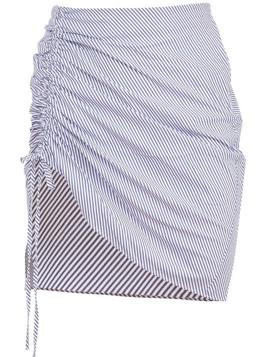 Ruched Poplin Mini Skirt