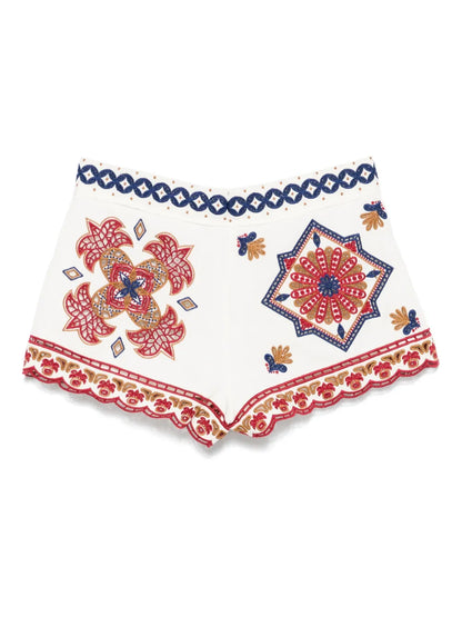 Embroidered-Design Shorts