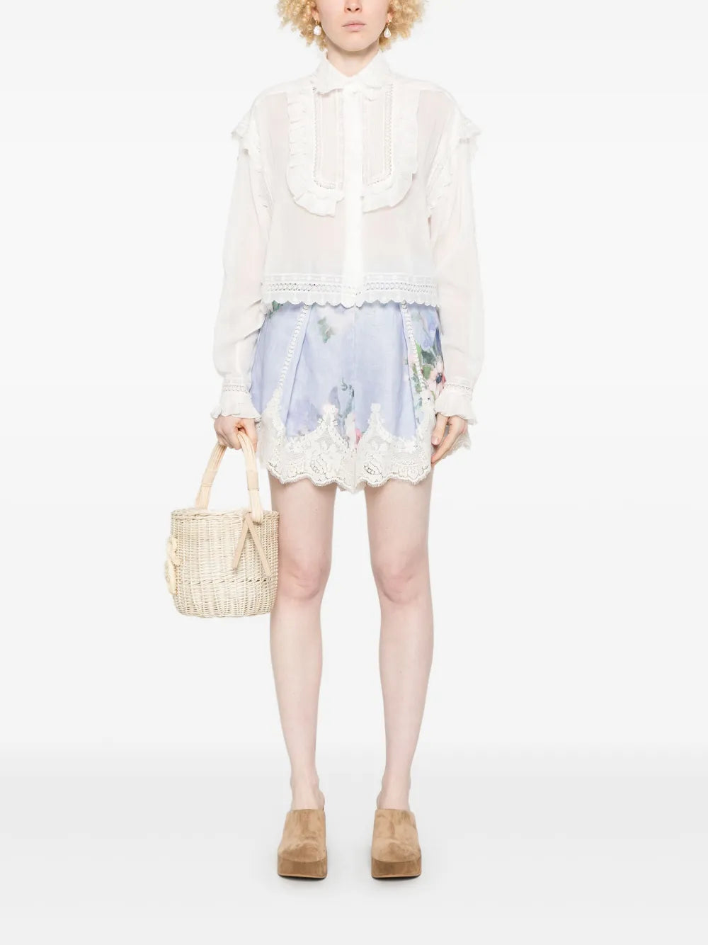 Lace-Panelling Shirt