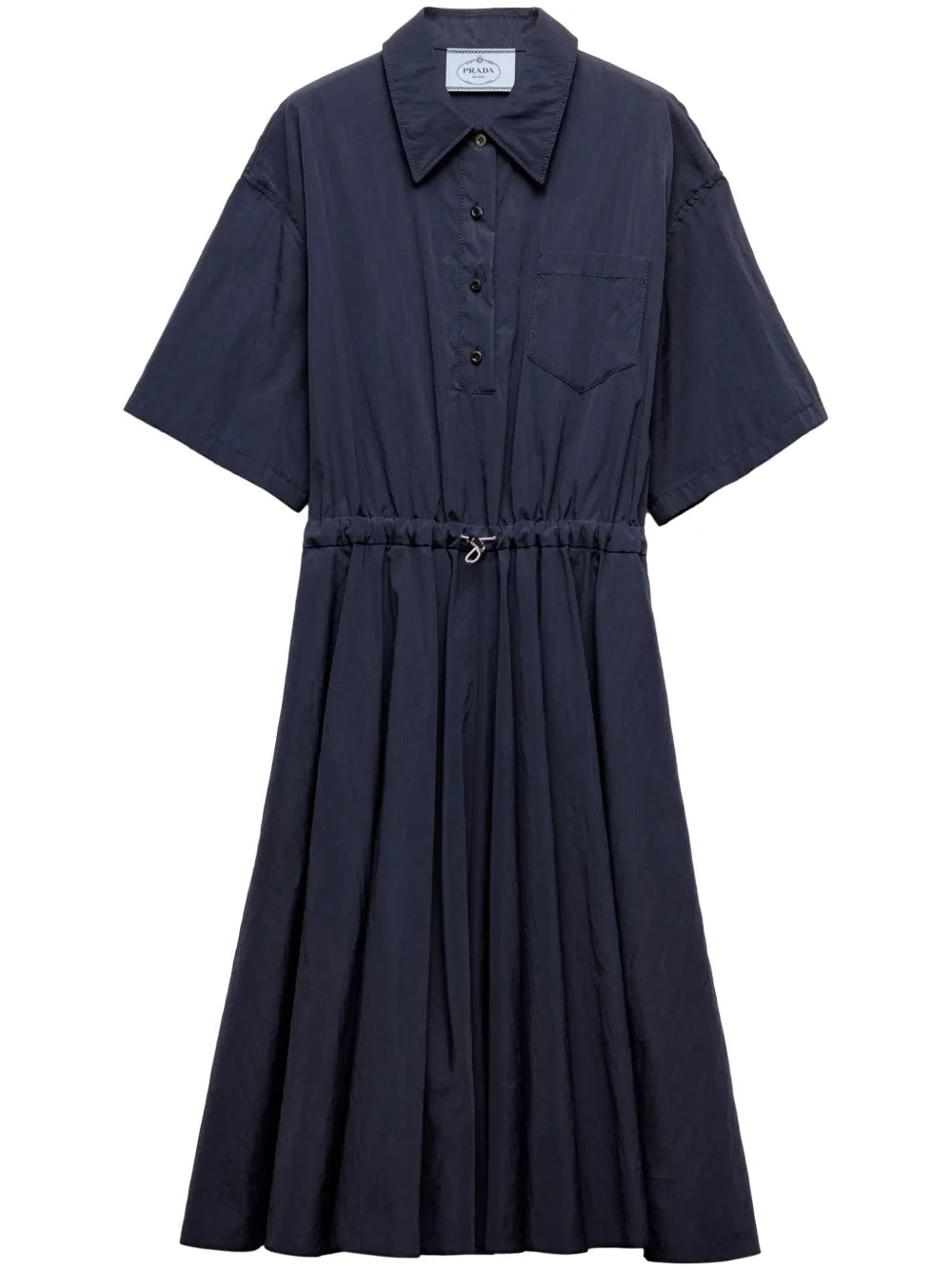 Pongé Short-Sleeve Midi Dress