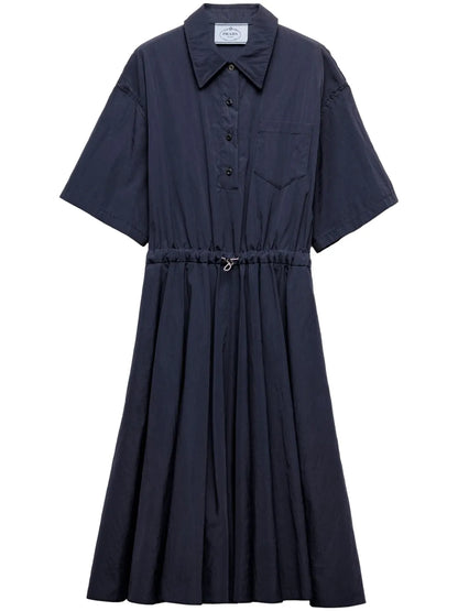 Pongé Short-Sleeve Midi Dress