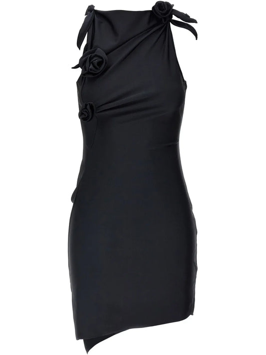 Asymmetric Flower Mini Dress