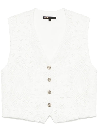 Floral-Embroidered Gilet