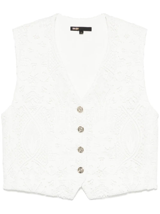 Floral-Embroidered Gilet