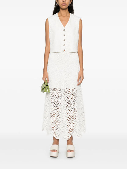 Floral-Embroidered Gilet