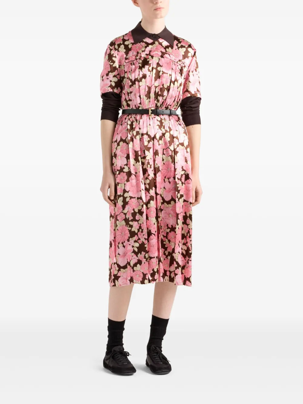 Embroidered Satin Dress