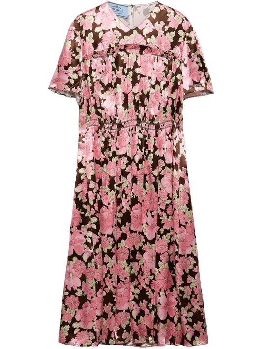 Embroidered Satin Dress
