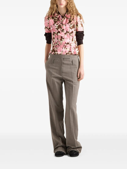 Floral-Print Satin Shirt