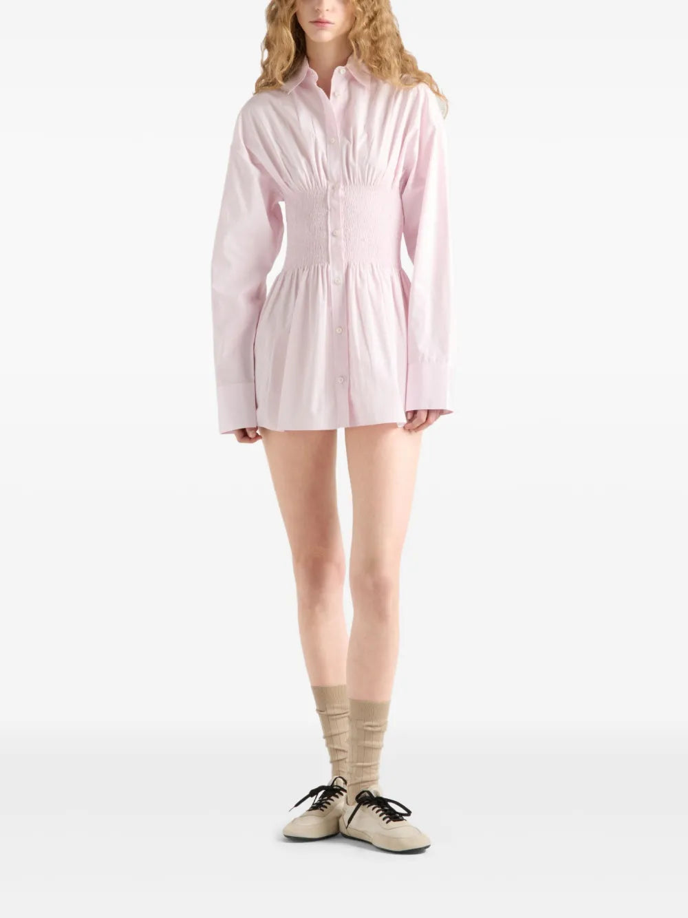 Smocked-Waist Poplin Shirt