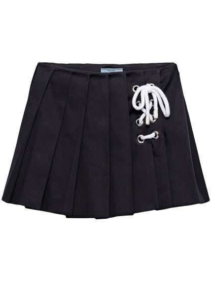Pleated Drill Mini Skirt