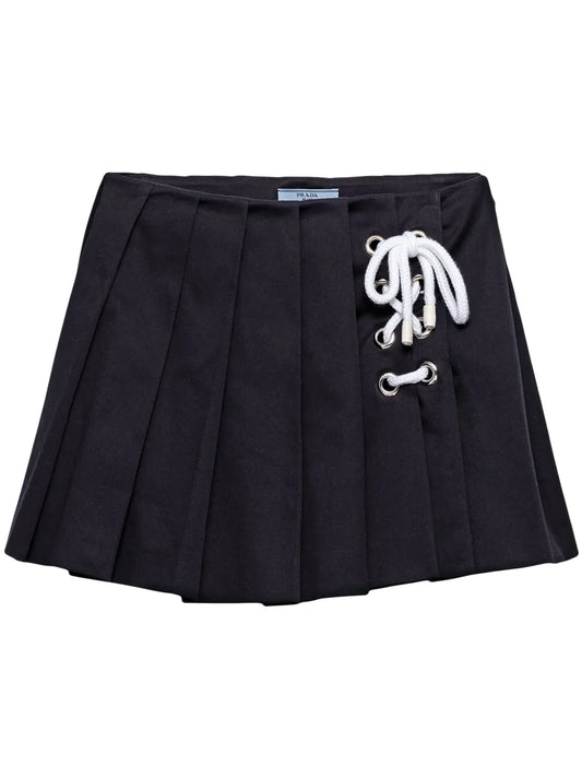 Pleated Drill Mini Skirt