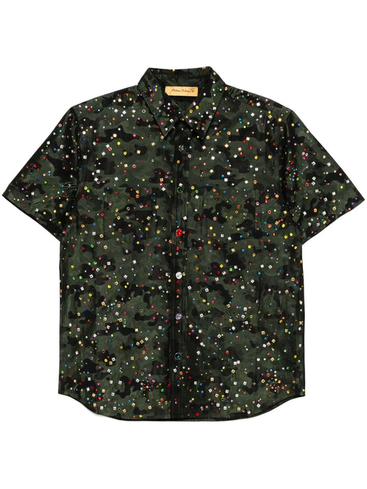 Rhinestone Rain Military Shirt