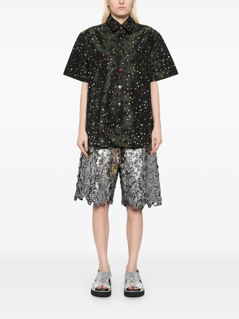Rhinestone Rain Military Shirt