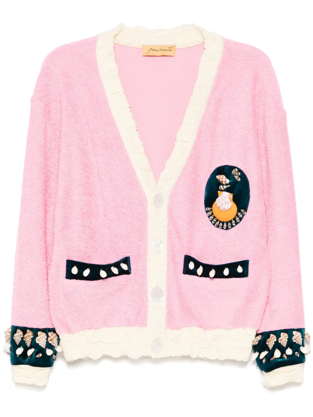 Shell-Embroidery Peacock Cardigan