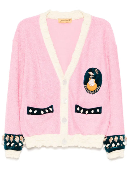 Shell-Embroidery Peacock Cardigan
